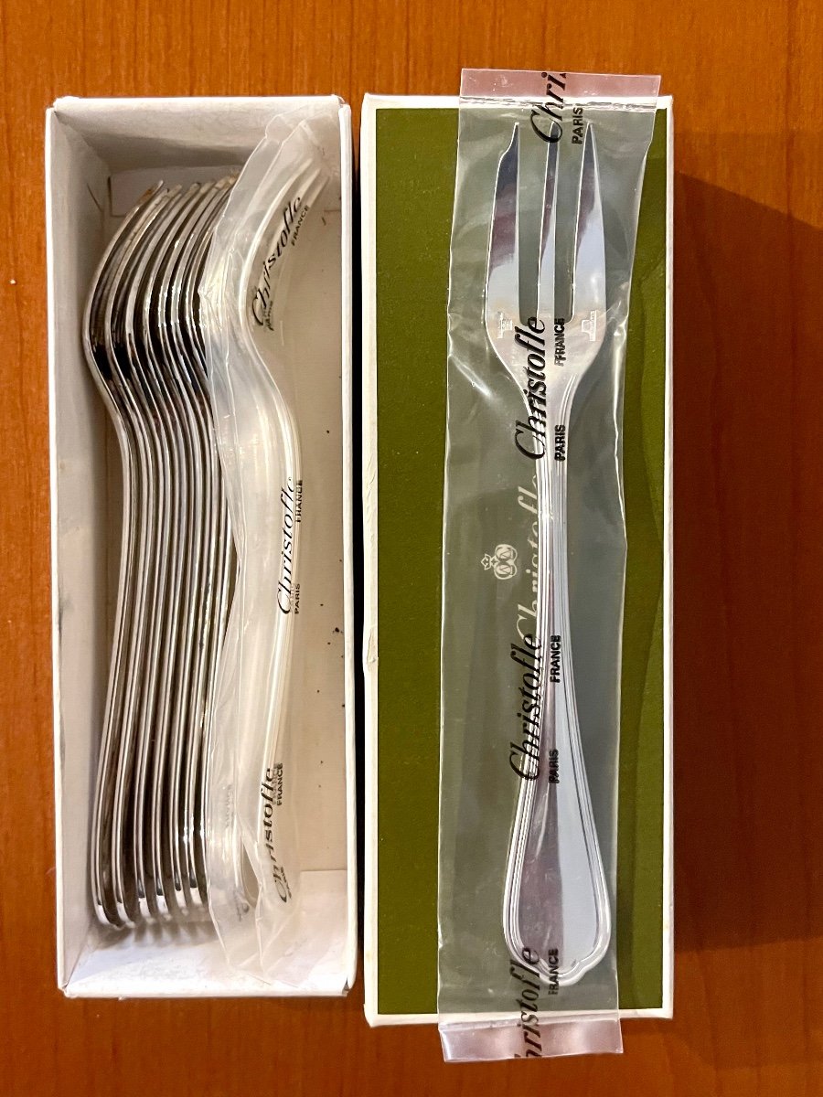 Christofle Spatours 12 Cake Dessert Forks Excellent Condition-photo-3