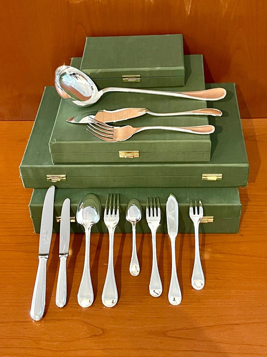 Christofle Perles 99 Piece Cutlery Set New Condition 12 People-photo-2