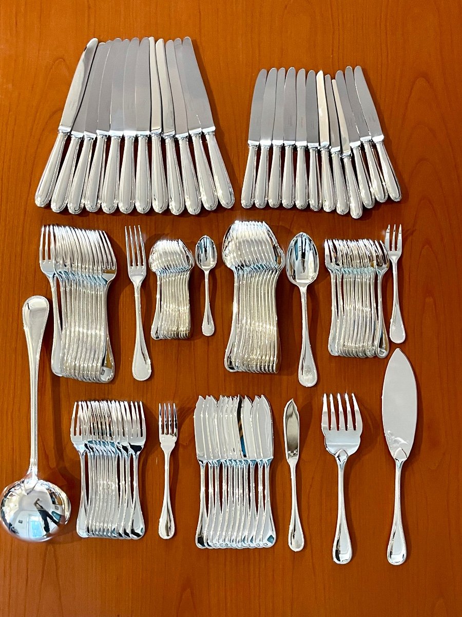 Christofle Perles 99 Piece Cutlery Set New Condition 12 People-photo-3