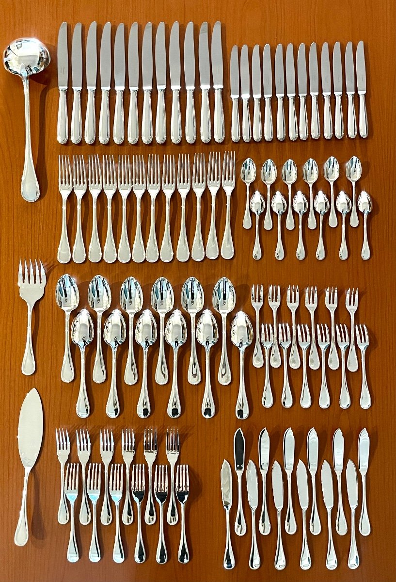 Christofle Perles 99 Piece Cutlery Set New Condition 12 People-photo-4