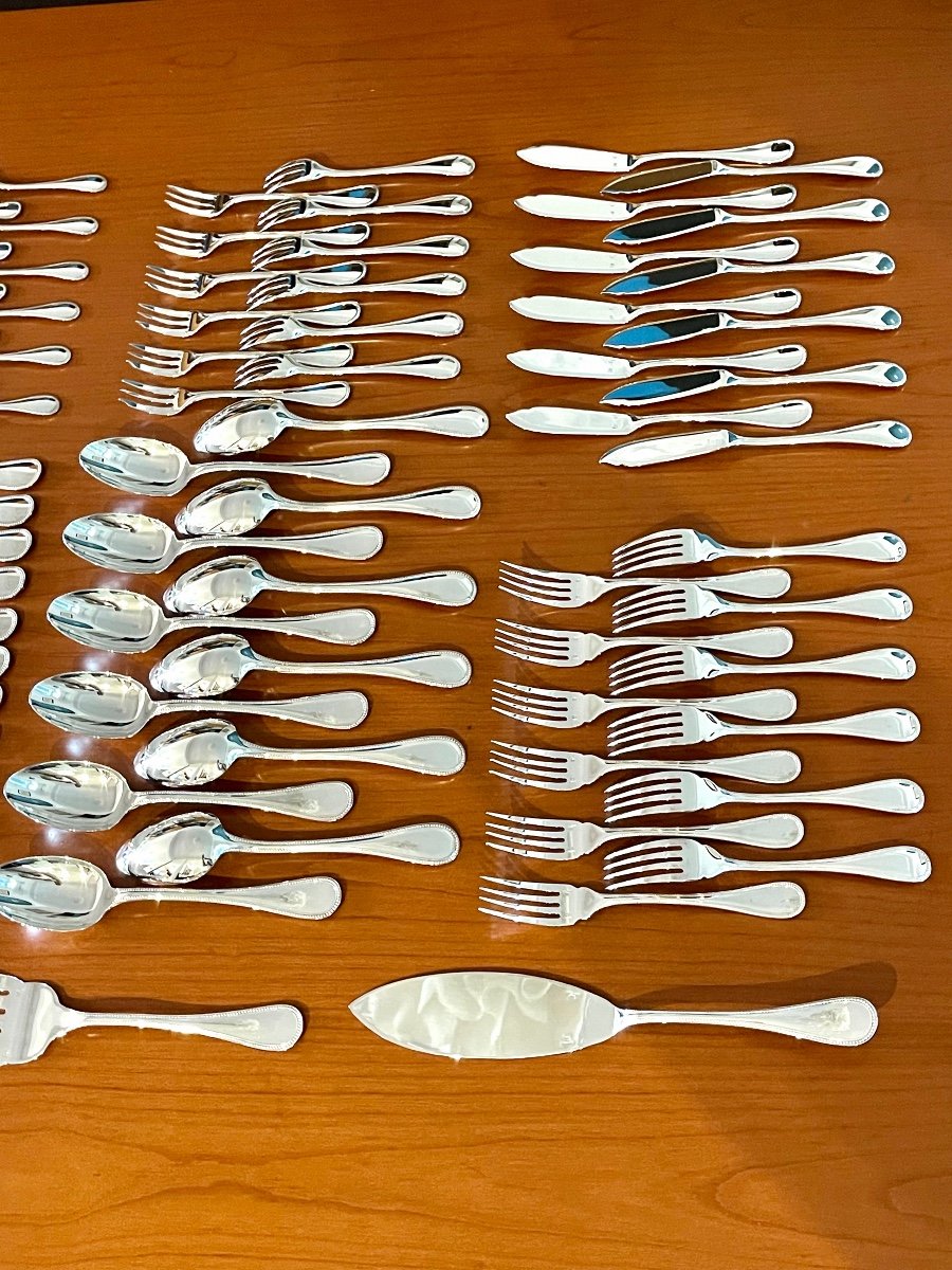 Christofle Perles 99 Piece Cutlery Set New Condition 12 People-photo-1