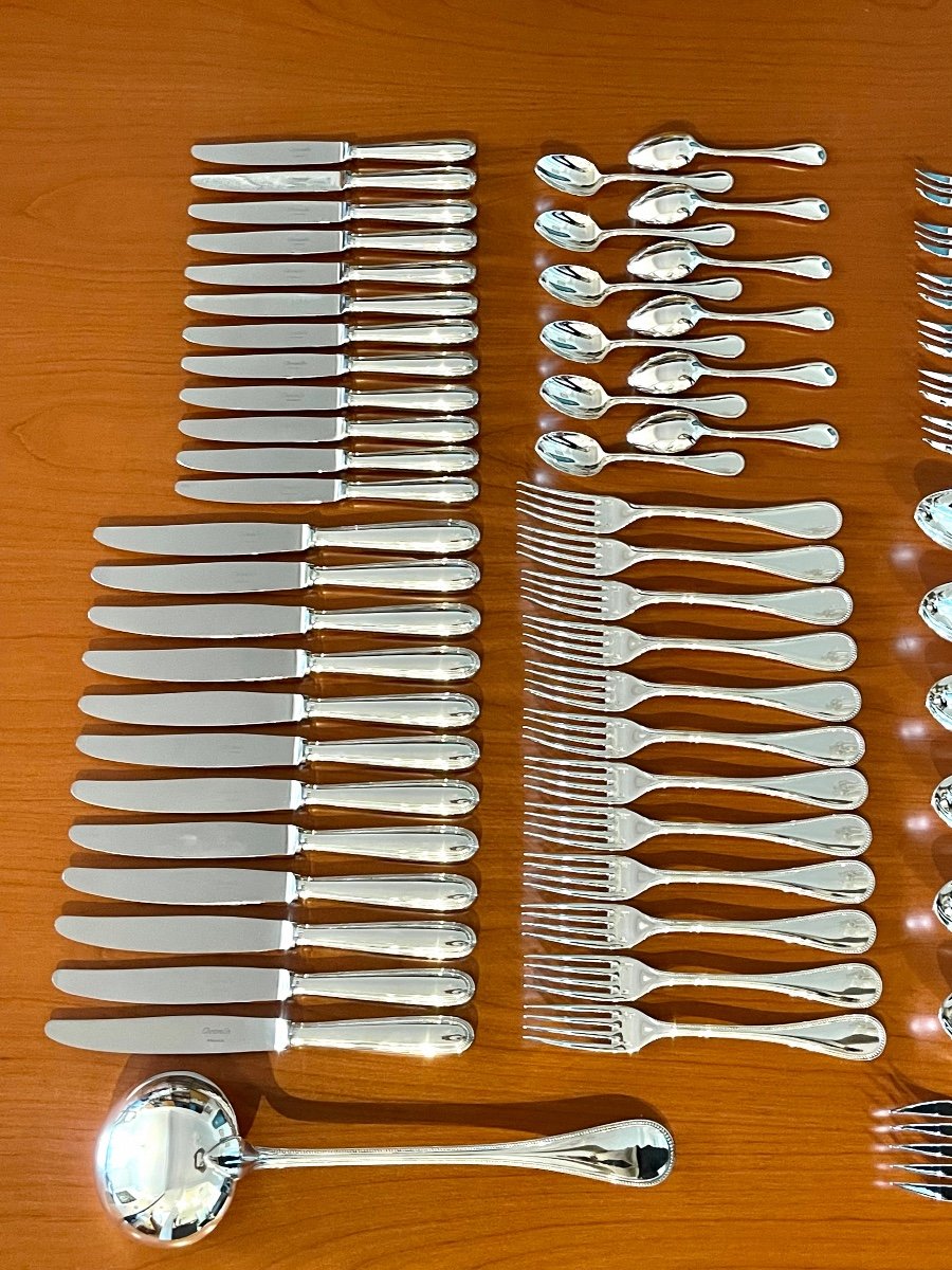 Christofle Perles 99 Piece Cutlery Set New Condition 12 People-photo-2