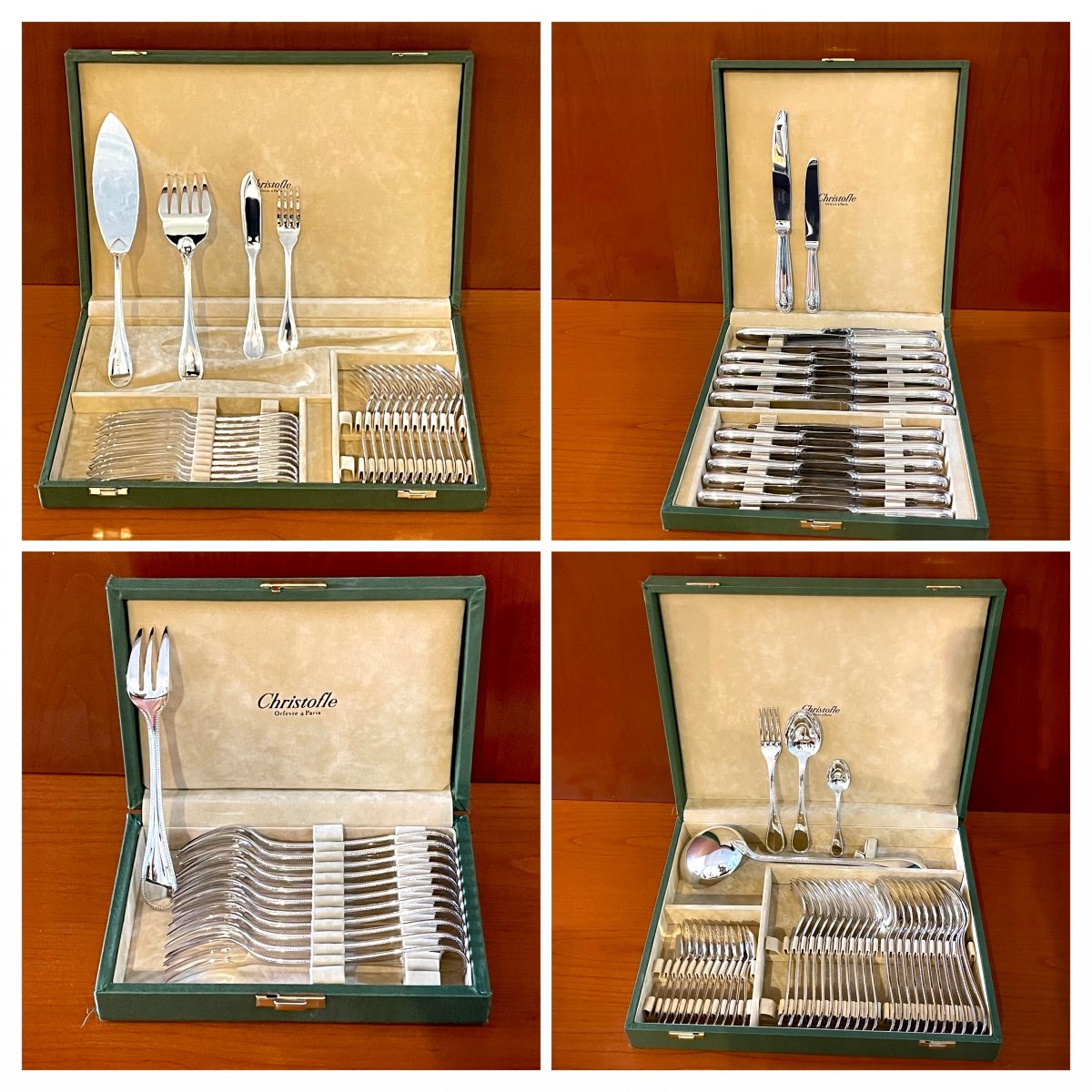 Christofle Perles 99 Piece Cutlery Set New Condition 12 People-photo-8