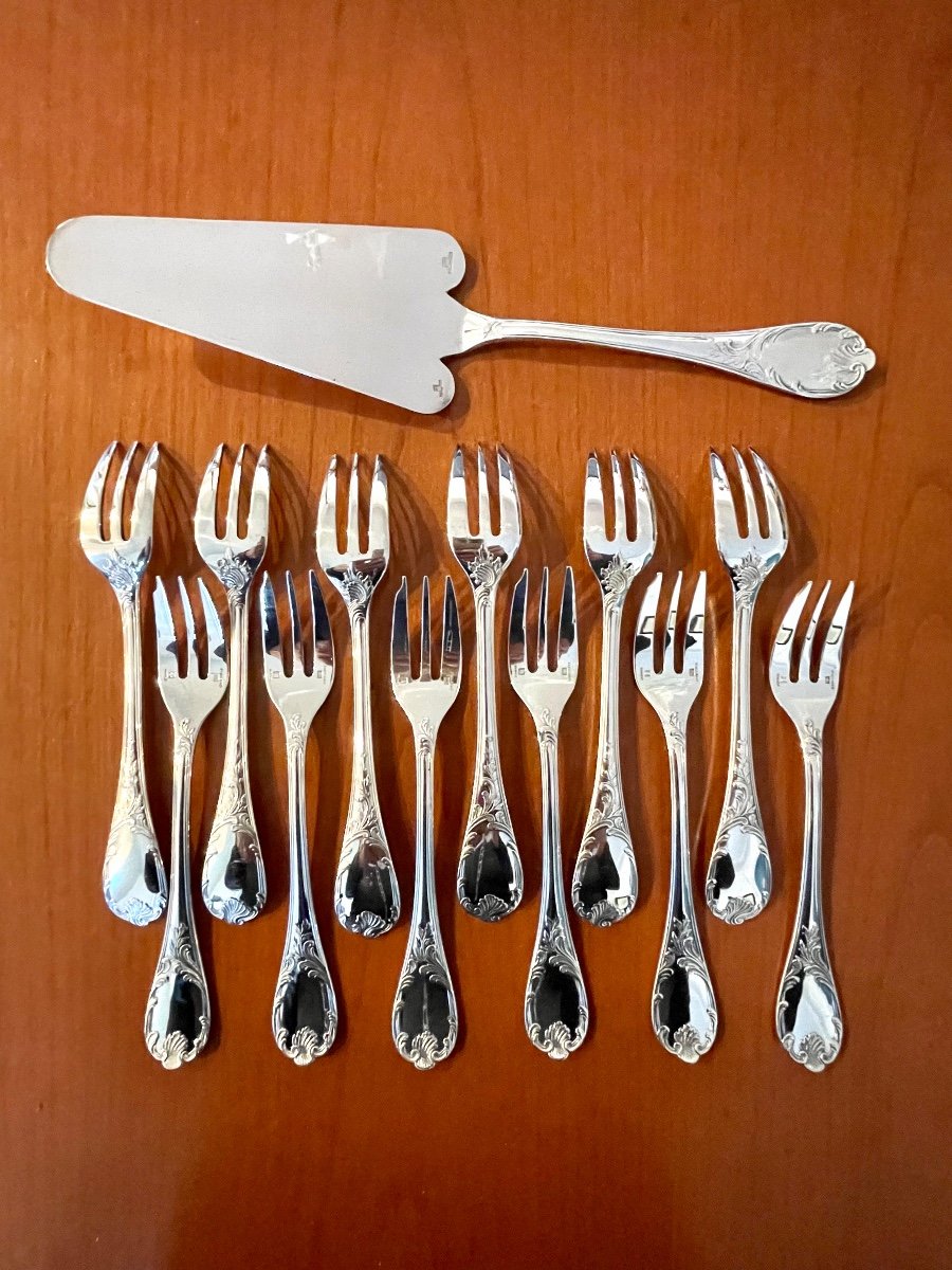 Christofle Marly, Dessert Service: Cake Forks, Cake Server -photo-2