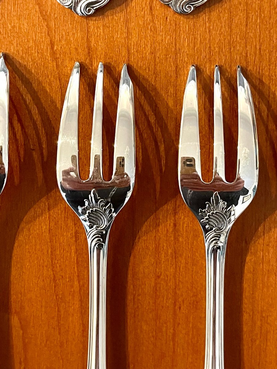 Christofle Marly, Dessert Service: Cake Forks, Cake Server -photo-3