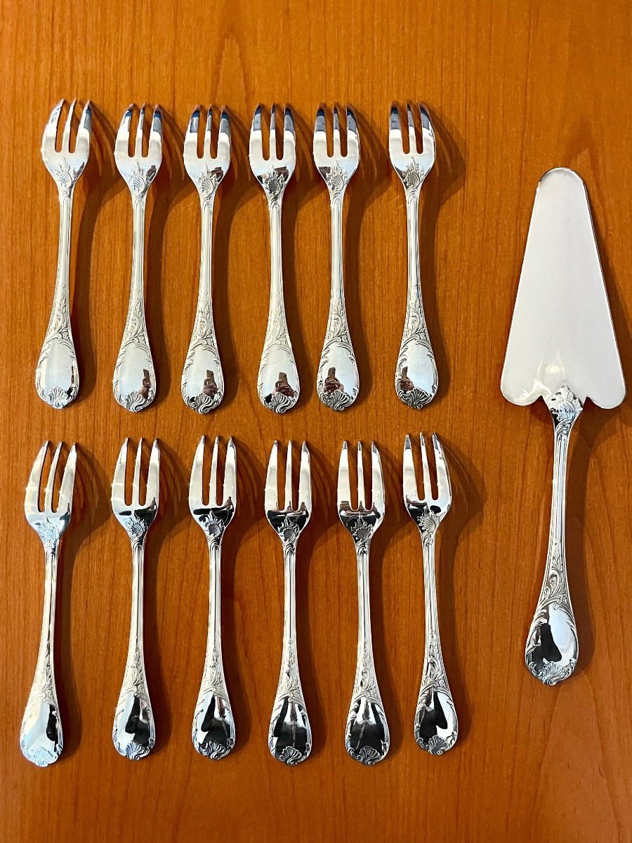 Christofle Marly, Dessert Service: Cake Forks, Cake Server -photo-6