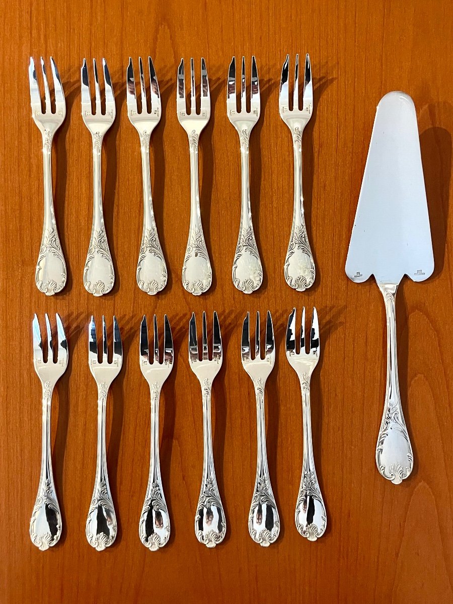 Christofle Marly, Dessert Service: Cake Forks, Cake Server -photo-7