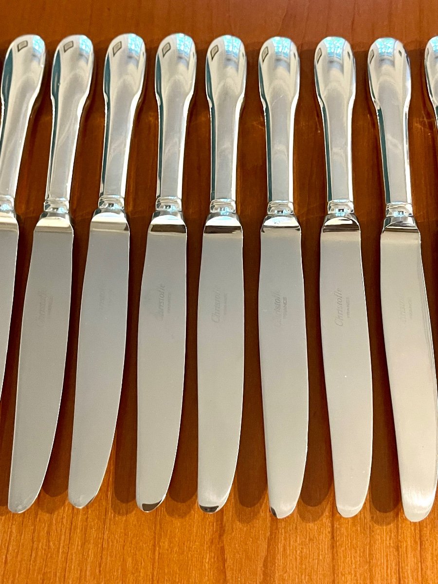 Christofle Cluny, 12 Cheese Knives Entremet Dessert 19.5 Cm, Very Good Condition -photo-2