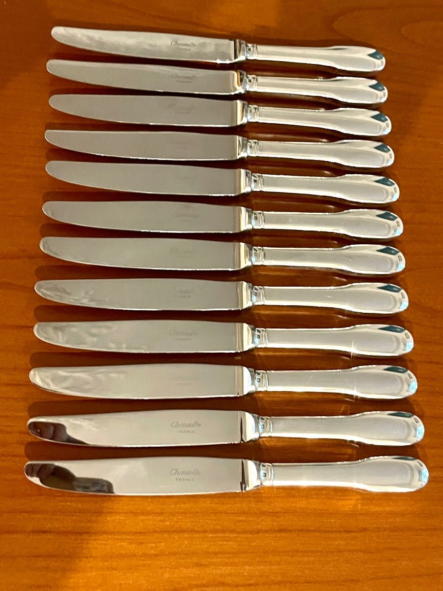 Christofle Cluny, 12 Cheese Knives Entremet Dessert 19.5 Cm, Very Good Condition -photo-5