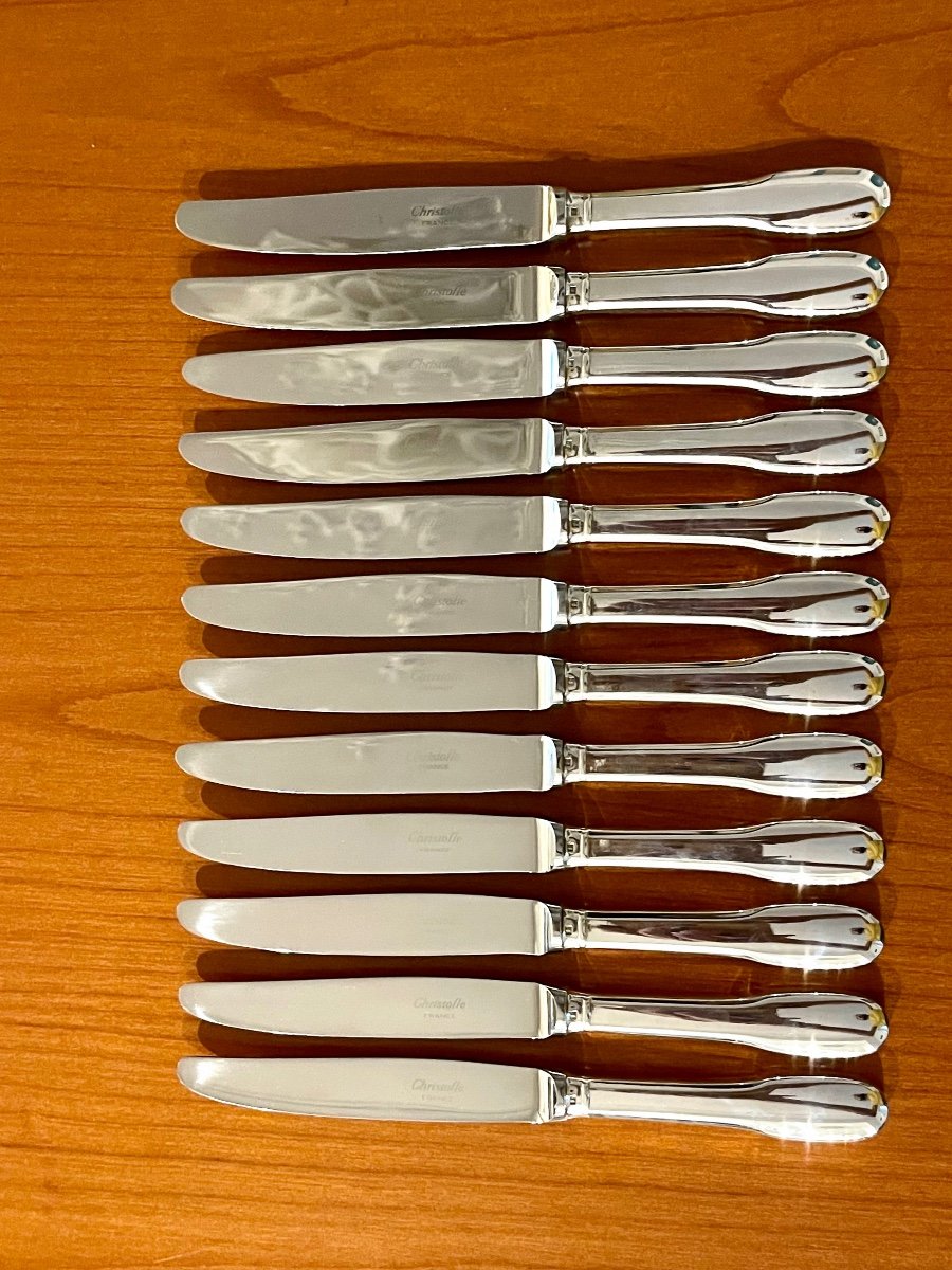 Christofle Cluny, 12 Cheese Knives Entremet Dessert 19.5 Cm, Very Good Condition -photo-6