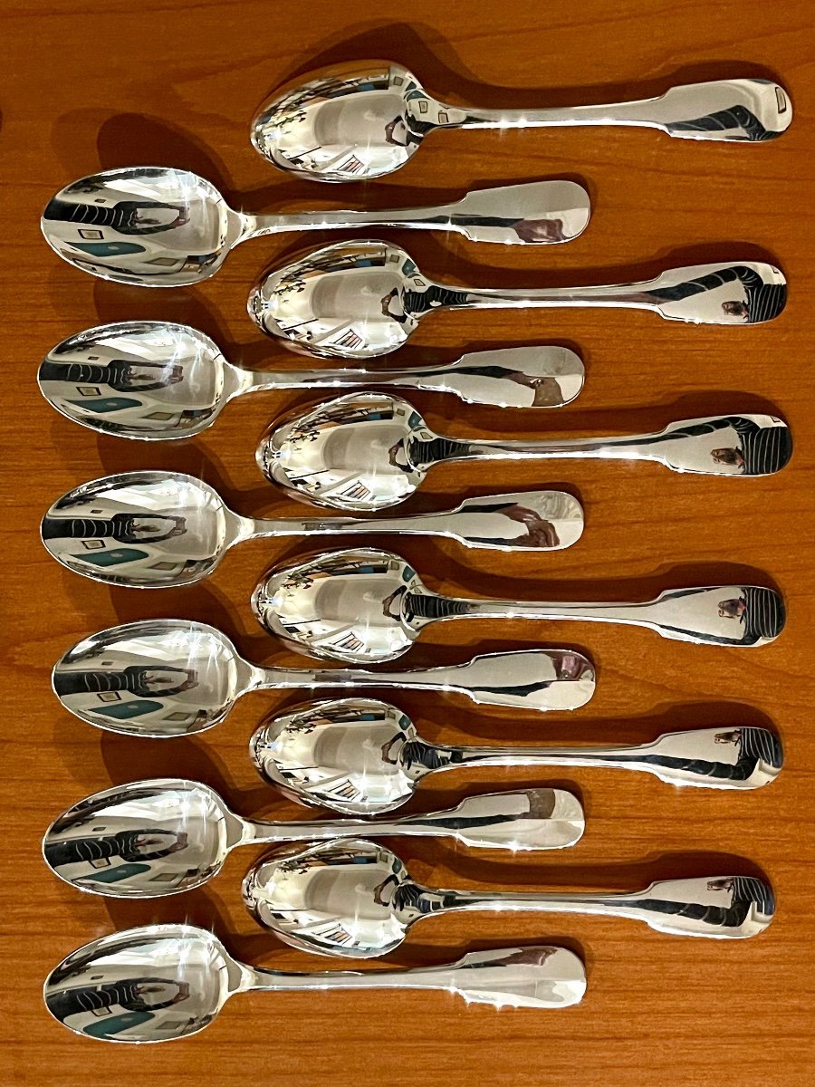 Christofle Cluny, Dessert Cutlery, 12 Forks And 12 Spoons, Very Good Condition -photo-4