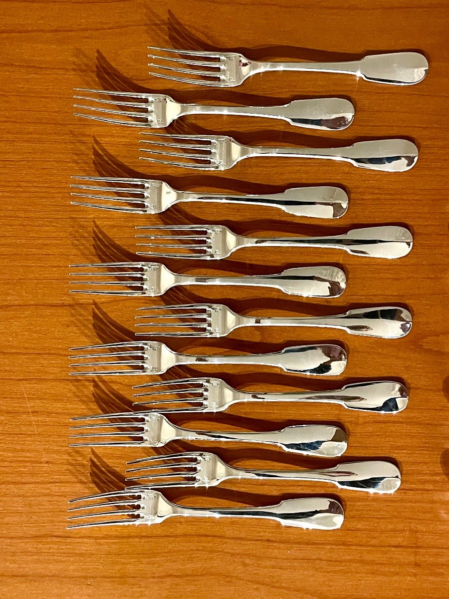 Christofle Cluny, Dessert Cutlery, 12 Forks And 12 Spoons, Very Good Condition -photo-2