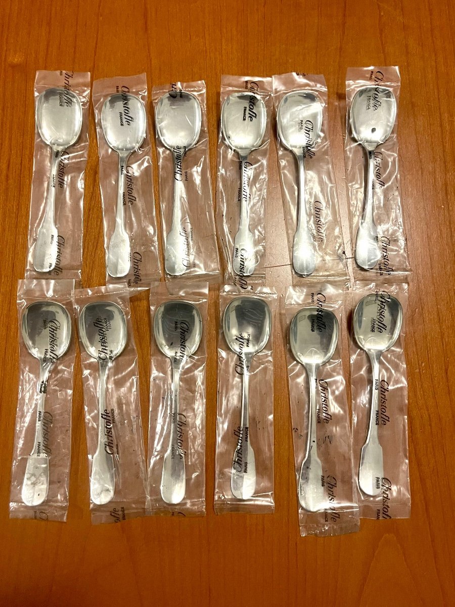 Christofle Cluny 12 Ice Cream Spoons 12.8 Cm In Blister Pack -photo-2