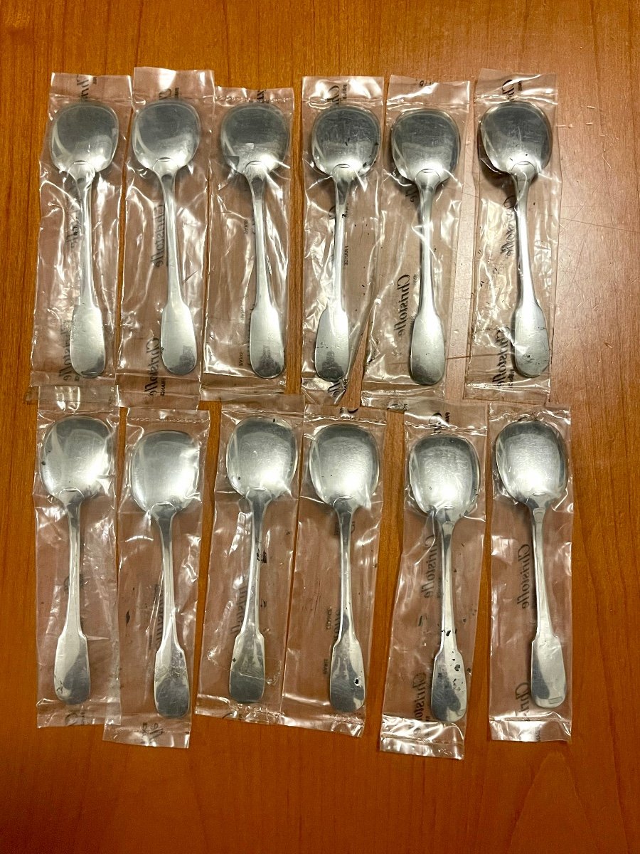 Christofle Cluny 12 Ice Cream Spoons 12.8 Cm In Blister Pack -photo-1