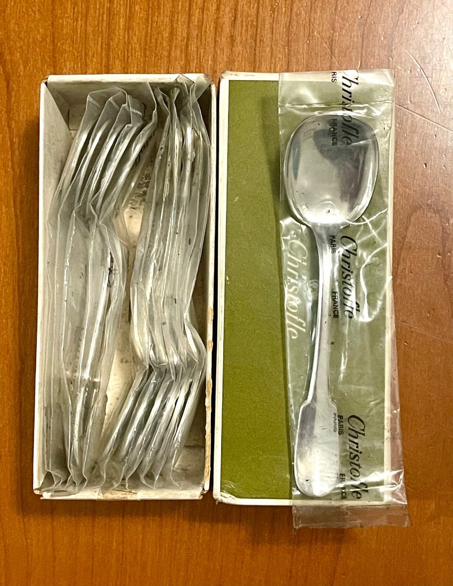 Christofle Cluny 12 Ice Cream Spoons 12.8 Cm In Blister Pack 