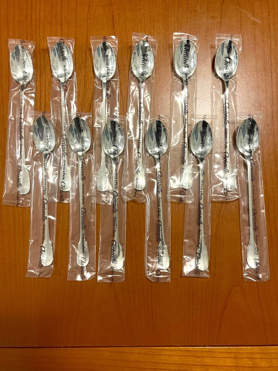 Christofle Cluny, 12 Spoons 19.5 Cm Cocktail, Mazagran, Jam In Blister Pack -photo-2