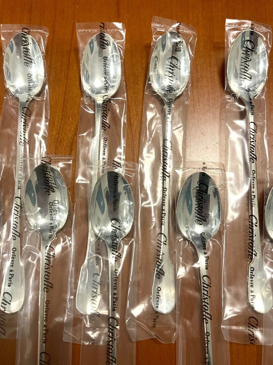 Christofle Cluny, 12 Spoons 19.5 Cm Cocktail, Mazagran, Jam In Blister Pack -photo-3