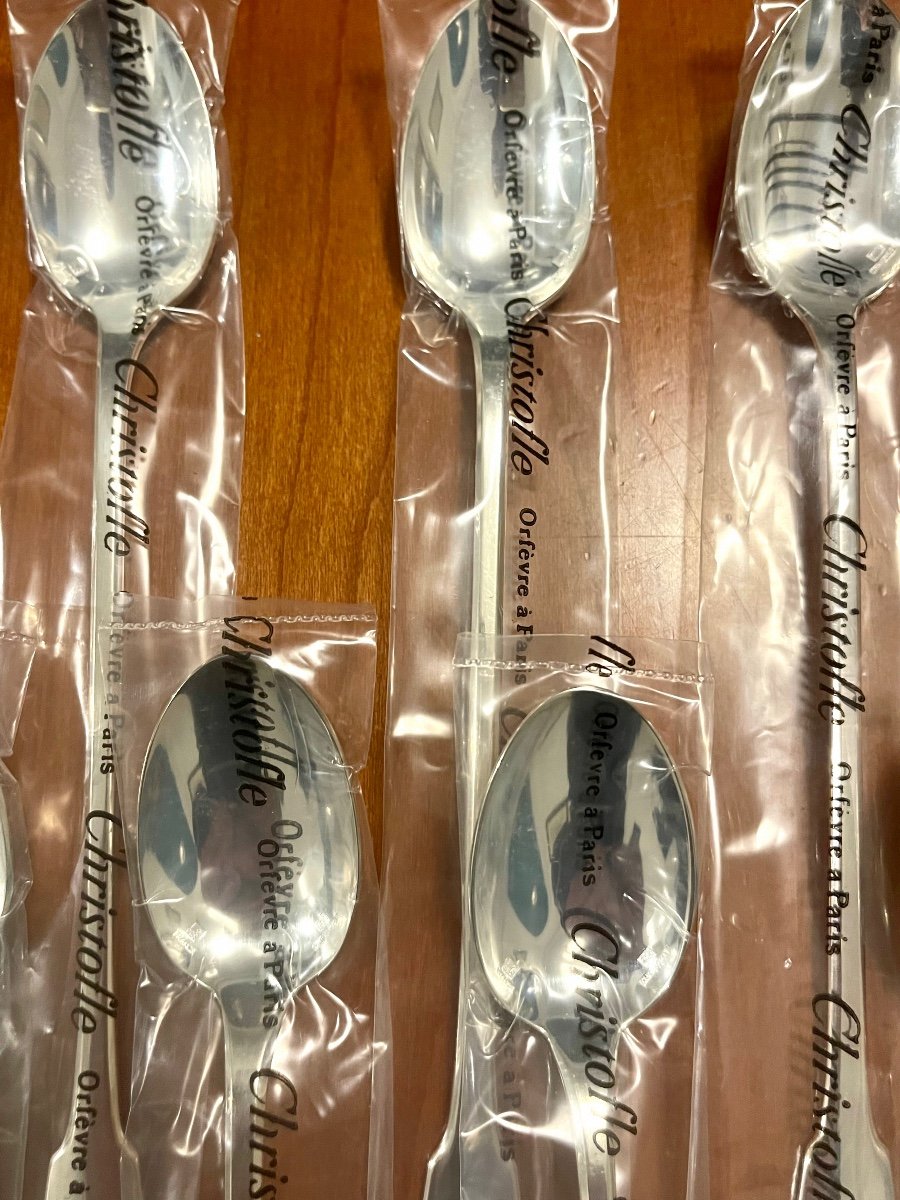 Christofle Cluny, 12 Spoons 19.5 Cm Cocktail, Mazagran, Jam In Blister Pack -photo-4