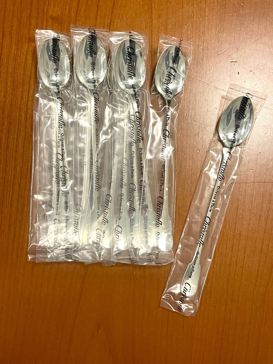 Christofle Cluny, 12 Spoons 19.5 Cm Cocktail, Mazagran, Jam In Blister Pack -photo-3