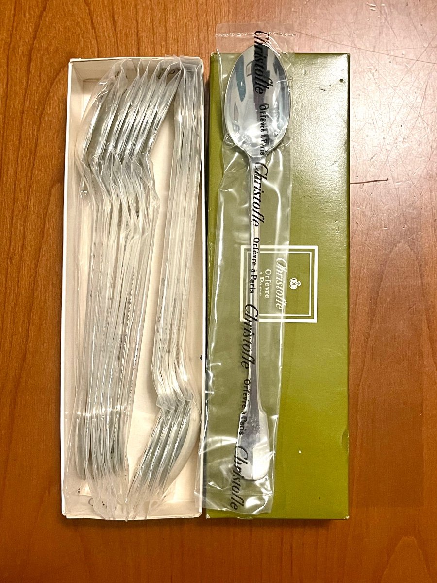 Christofle Cluny, 12 Spoons 19.5 Cm Cocktail, Mazagran, Jam In Blister Pack 