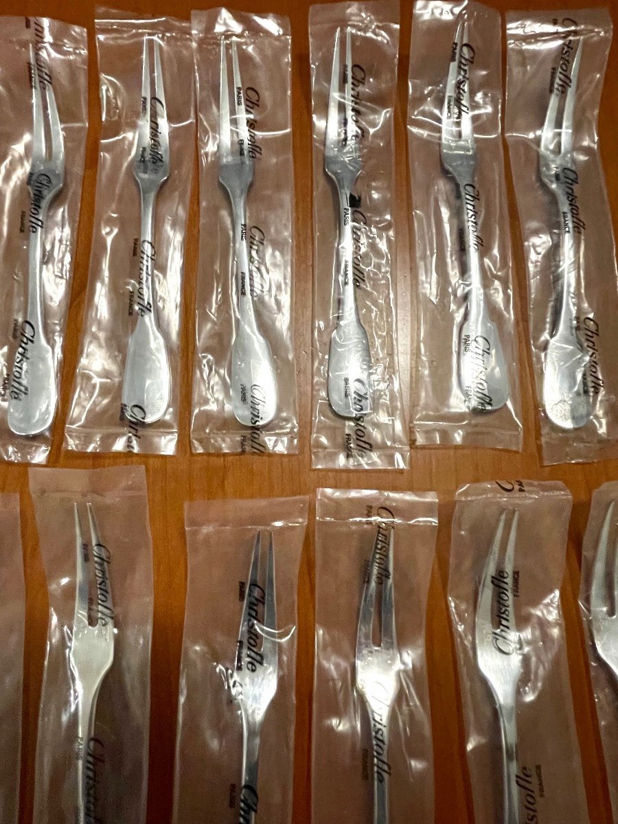 Christofle Cluny, 12 Snail Forks, Shellfish, Appetizer Picks New In Blister Pack -photo-2