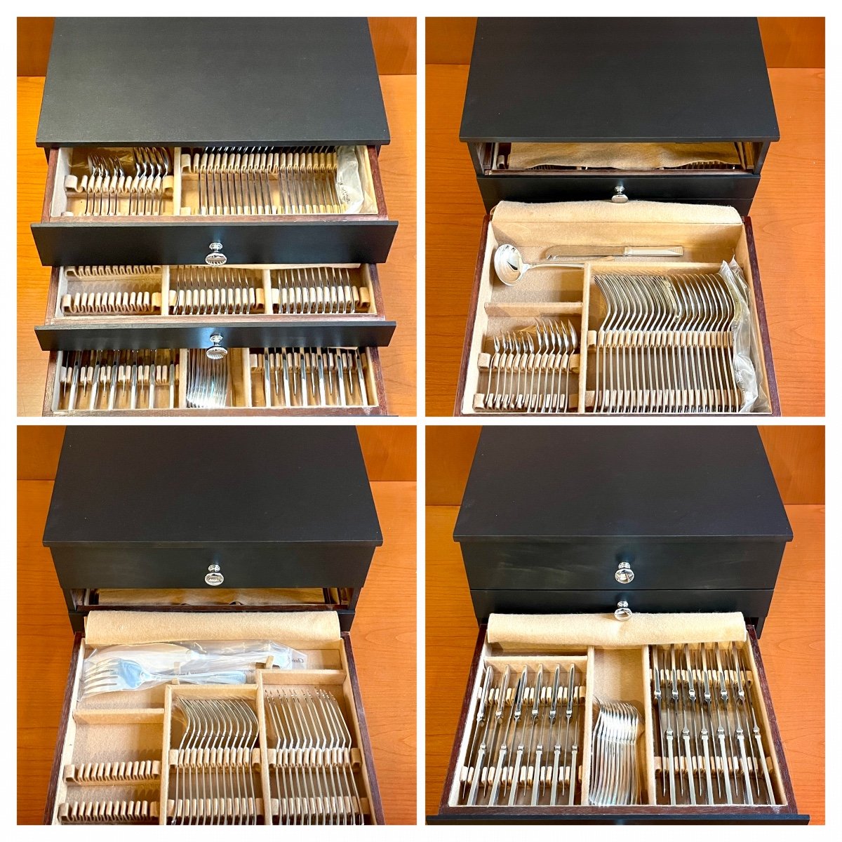 Christofle Atlantide, 100-piece Cutlery Set, Excellent Condition, With Silverware.-photo-2