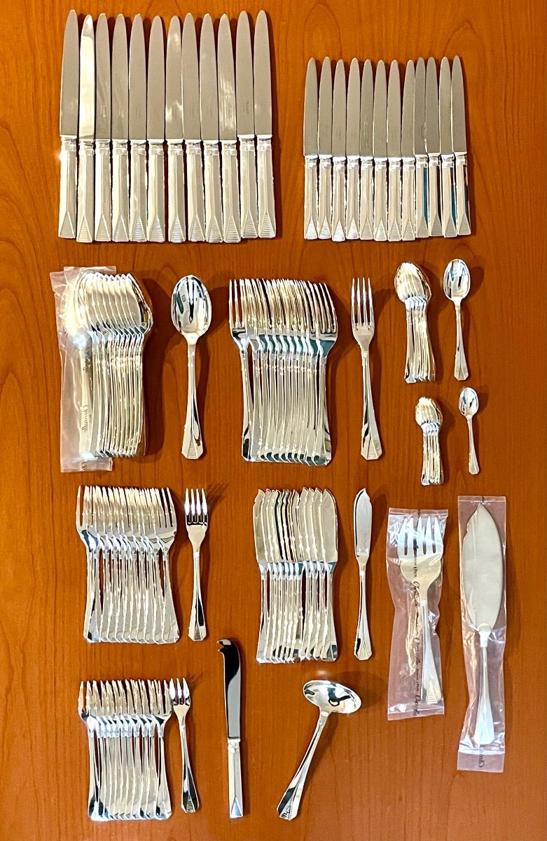 Christofle Atlantide, 100-piece Cutlery Set, Excellent Condition, With Silverware.-photo-3