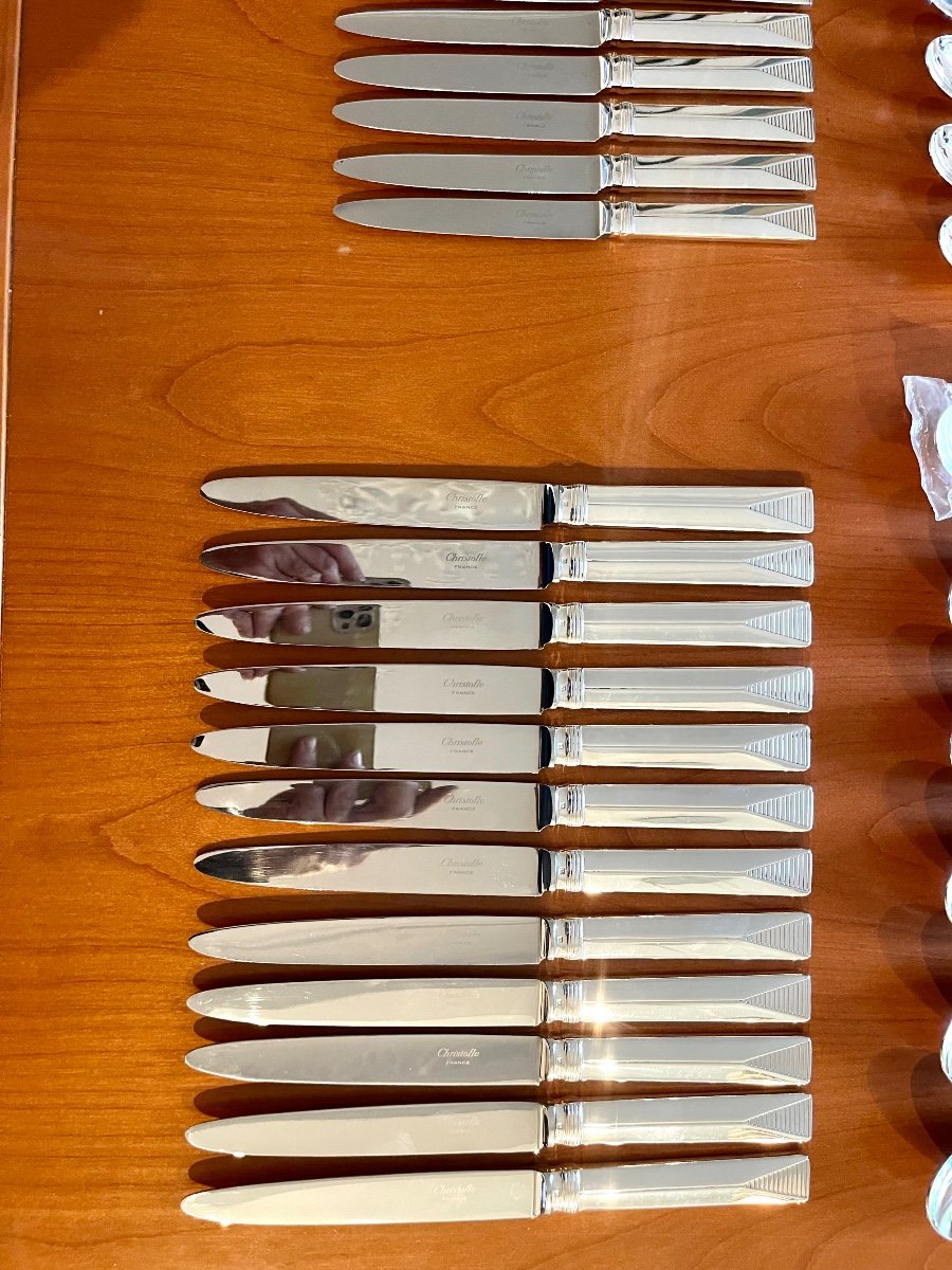 Christofle Atlantide, 100-piece Cutlery Set, Excellent Condition, With Silverware.-photo-4