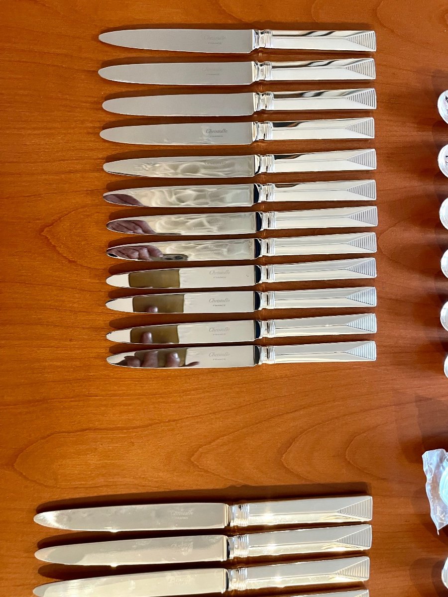 Christofle Atlantide, 100-piece Cutlery Set, Excellent Condition, With Silverware.-photo-5