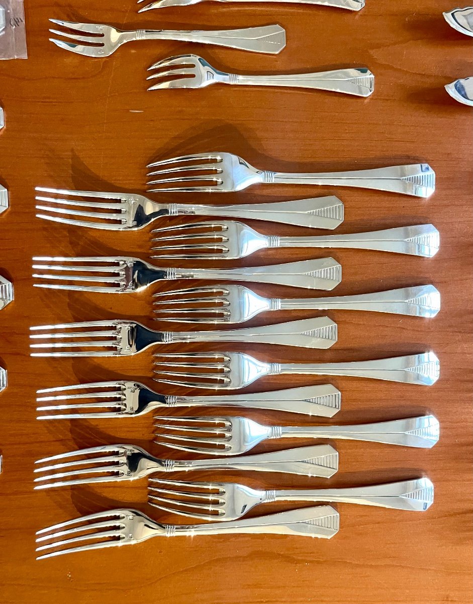 Christofle Atlantide, 100-piece Cutlery Set, Excellent Condition, With Silverware.-photo-7