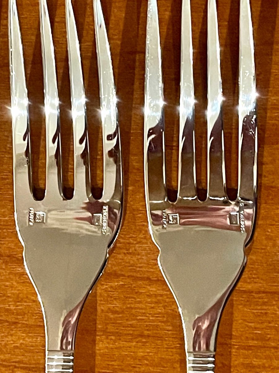 Christofle Atlantide, 6 Fish Cutlery Sets: 12 Pieces, New Condition -photo-1