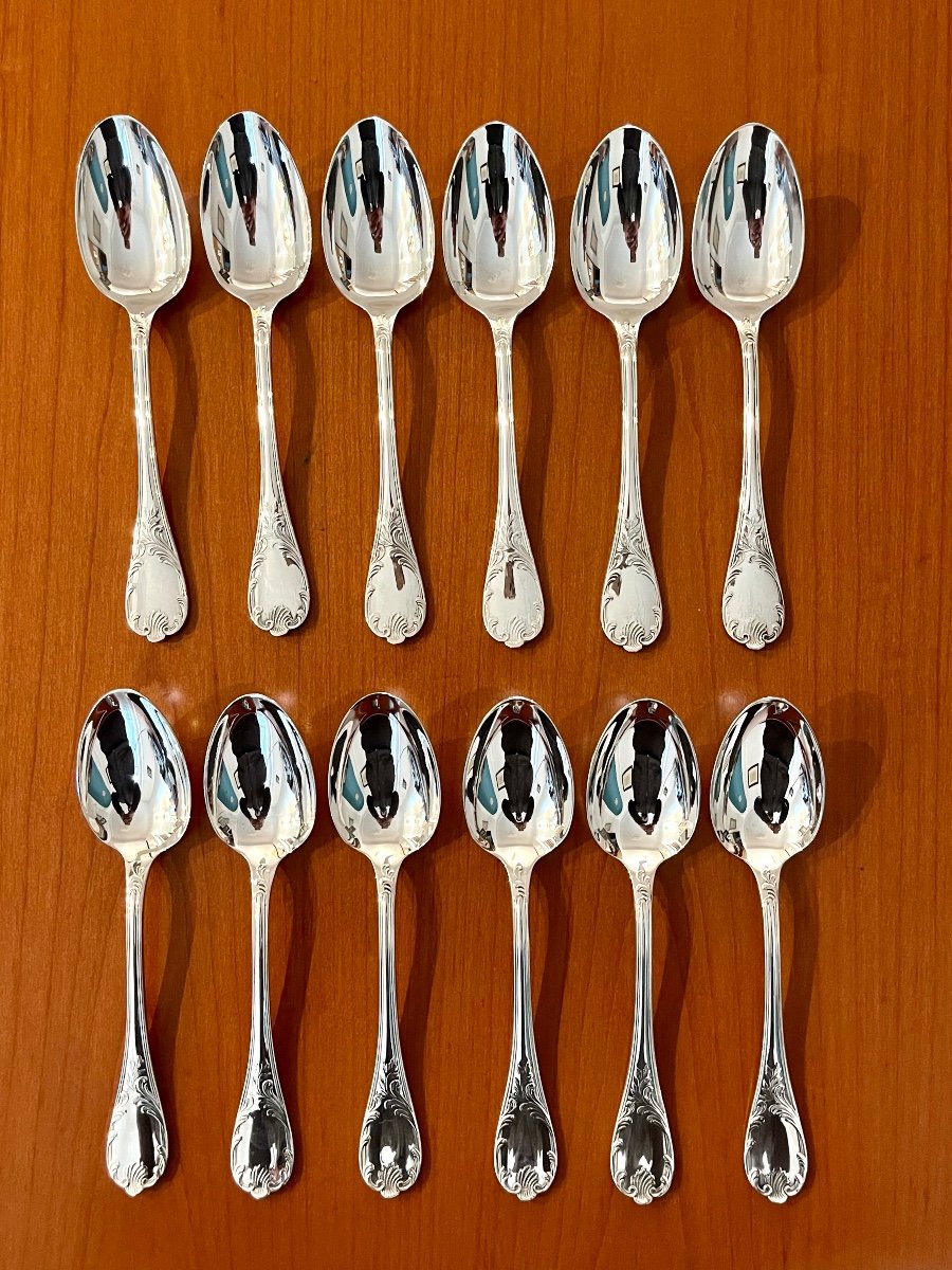 Christofle Marly 12 Dessert Spoons 17 Cm Excellent Condition -photo-4