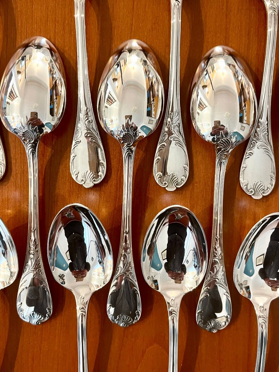 Christofle Marly 12 Dessert Spoons 17 Cm Excellent Condition -photo-2