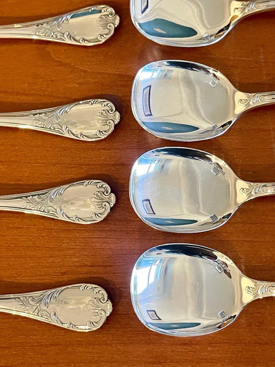 Christofle Marly 12 Spoons, Ice Cream Scoop, Sorbet, New Condition -photo-4