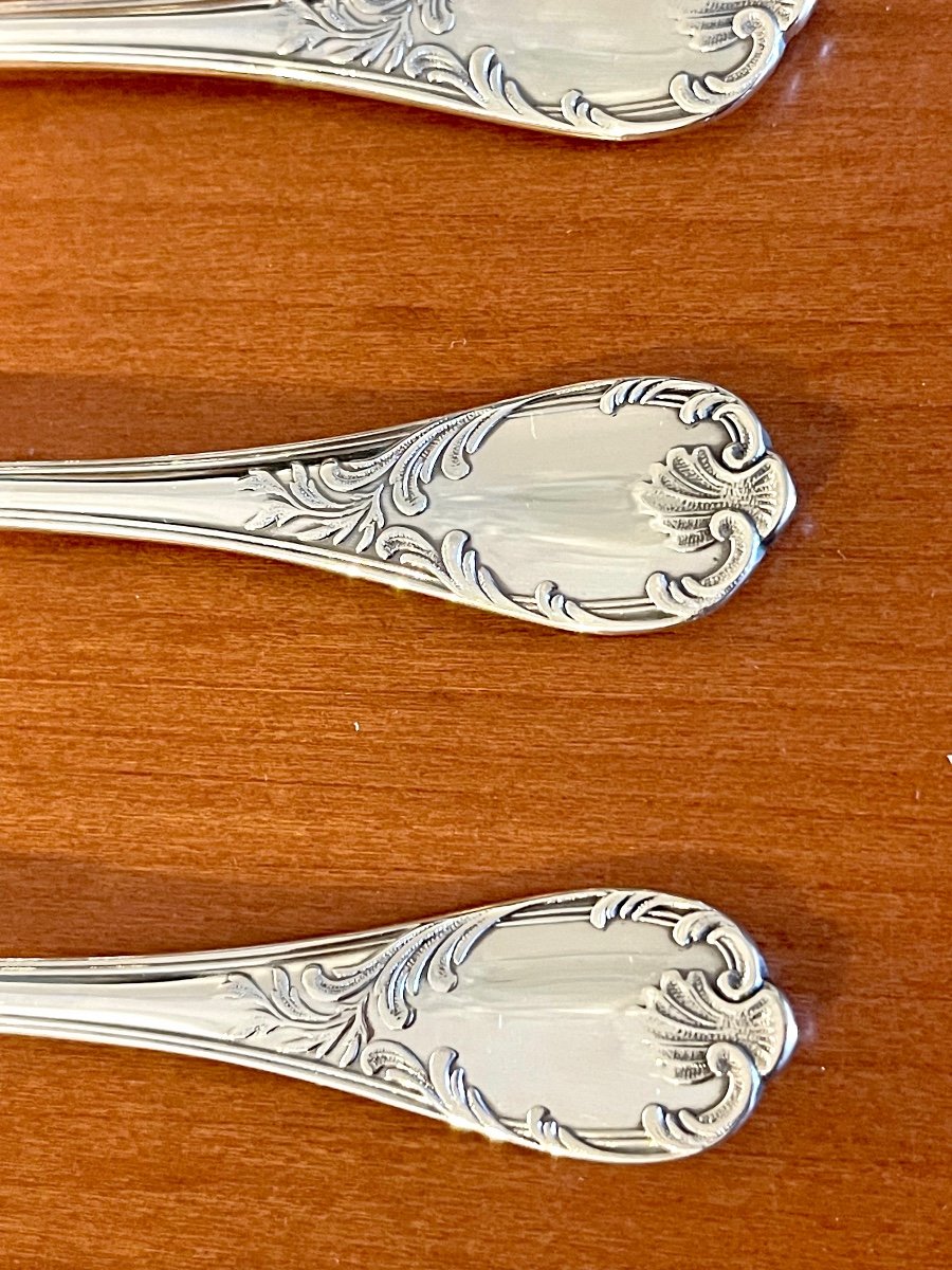 Christofle Marly 12 Spoons, Ice Cream Scoop, Sorbet, New Condition -photo-5