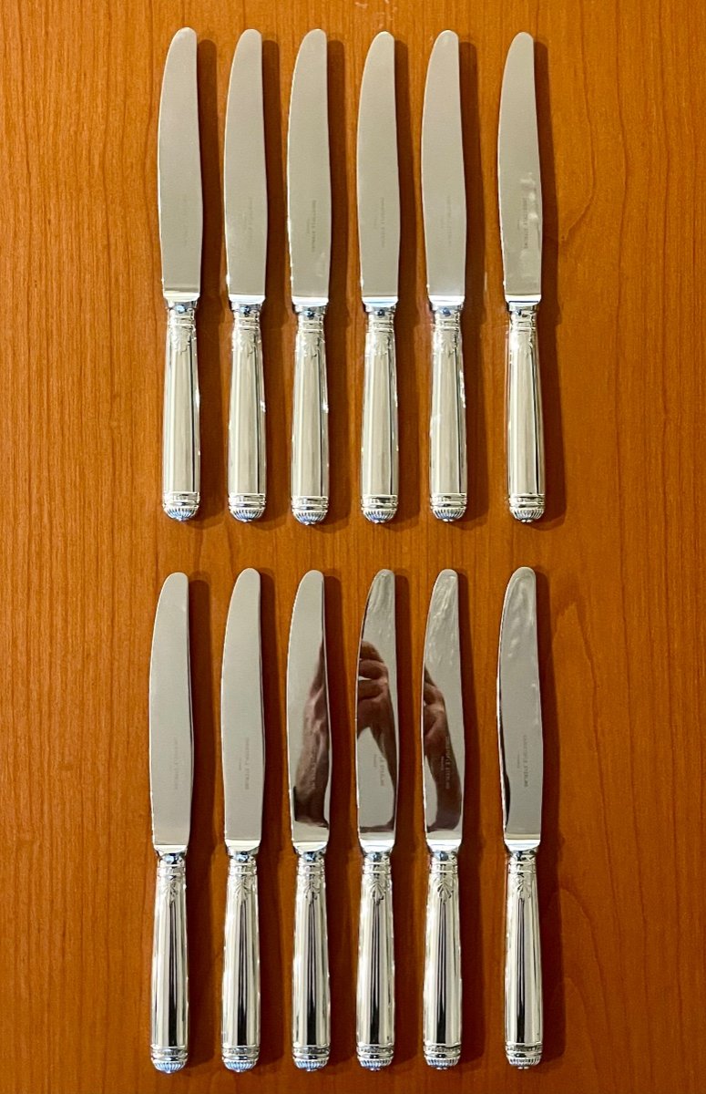 Christofle Malmaison  Sterling Silver 925, 12 Table Knives Excellent Condition -photo-3