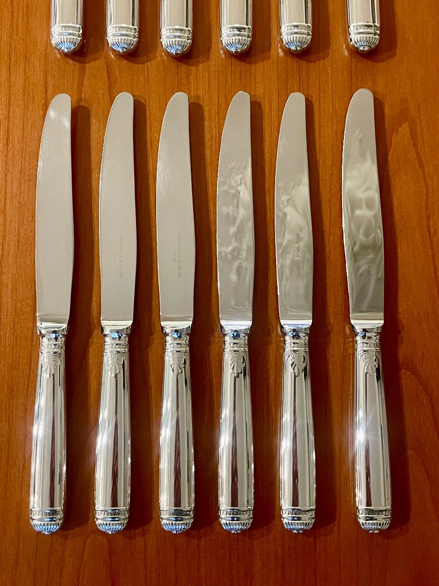 Christofle Malmaison  Sterling Silver 925, 12 Table Knives Excellent Condition -photo-4