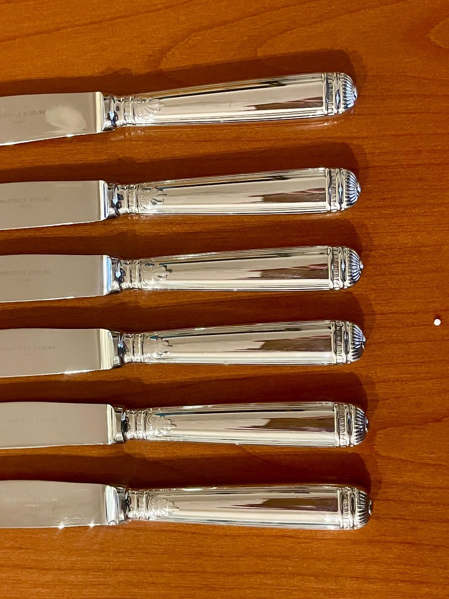 Christofle Malmaison  Sterling Silver 925, 12 Table Knives Excellent Condition -photo-1