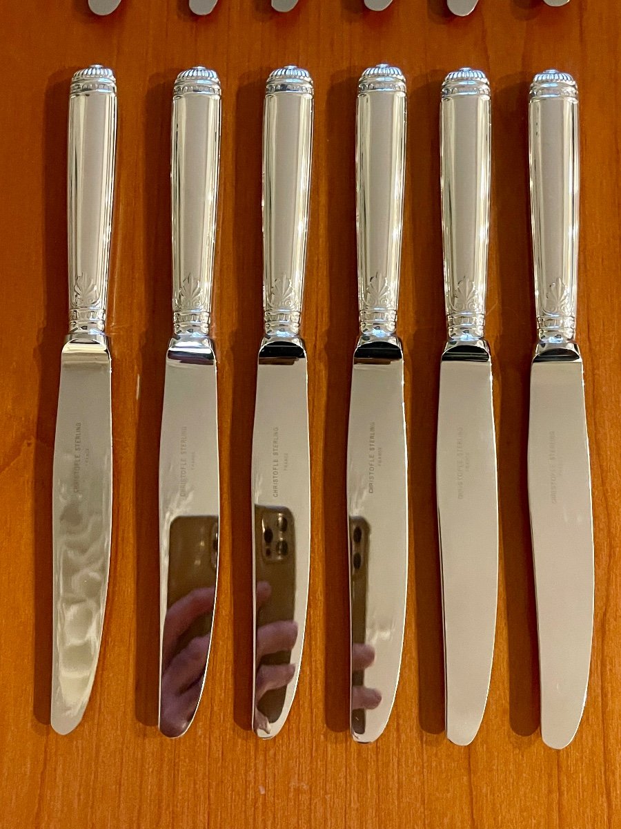 Christofle Malmaison  Sterling Silver 925, 12 Table Knives Excellent Condition -photo-2