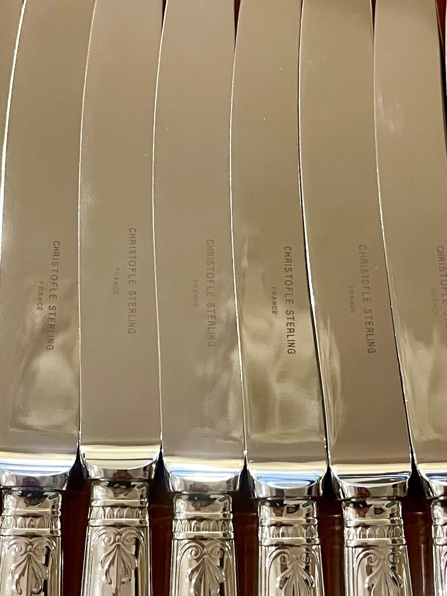 Christofle Malmaison  Sterling Silver 925, 12 Table Knives Excellent Condition -photo-5