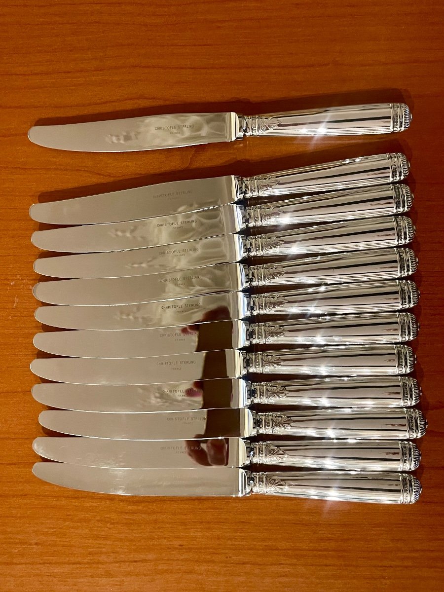 Christofle Malmaison  Sterling Silver 925, 12 Table Knives Excellent Condition -photo-8