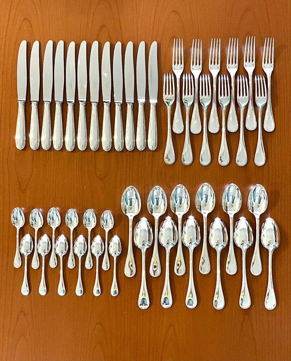 Christofle Perles 48 Piece Cutlery Set Excellent Condition -photo-2