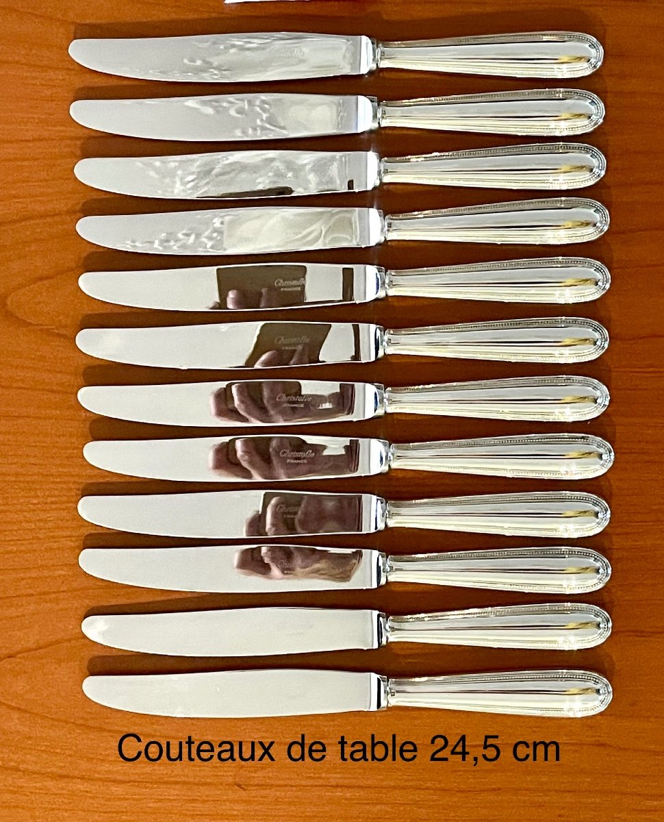 Christofle Perles 48 Piece Cutlery Set Excellent Condition -photo-3