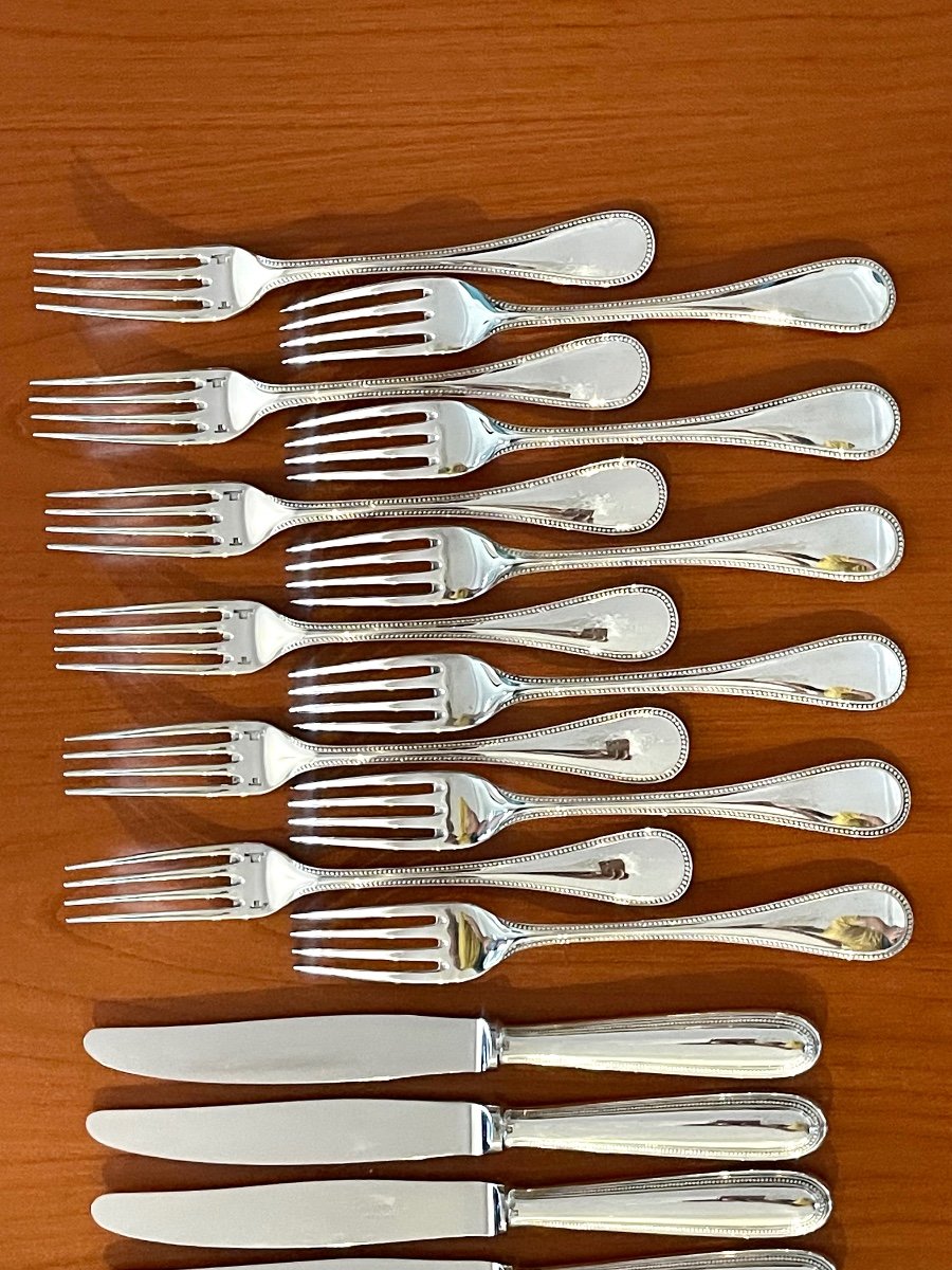 Christofle Perles 48 Piece Cutlery Set Excellent Condition -photo-4