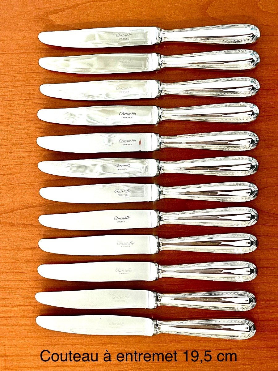 Christofle Perles 12 Entremet Knives 19.5 Cm -photo-2