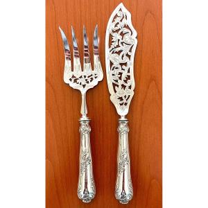 Art Nouveau Period Silver Fish Service Cutlery 