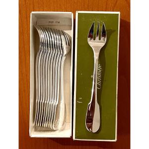 Christofle Cluny 12 Oyster Forks New Condition 