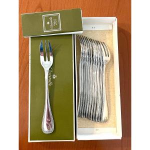 Christofle Malmaison 12 Cake Dessert Forks New Condition 