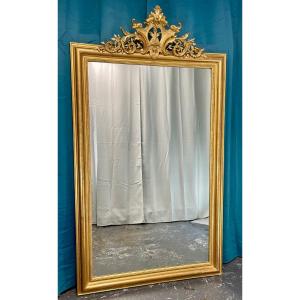 Large Louis Philippe Mirror With High Fronton 196 Cm C 112 Cm 