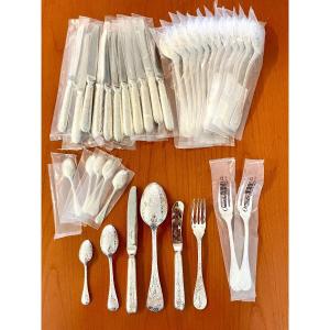 Christofle Jardin d'Eden, Spoon Knives, Butter Knife, Fish Forks Lot Or Lé